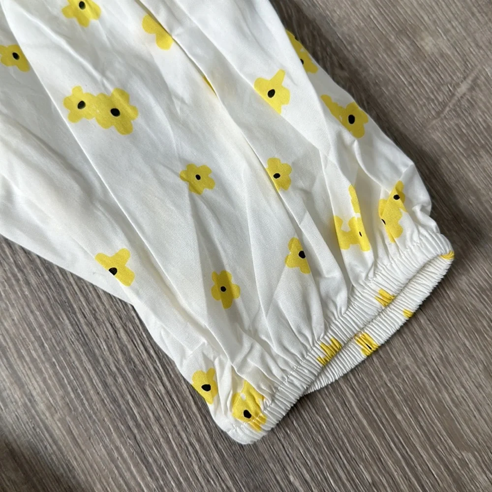 ASOS GLAMOROUS White & Yellow Floral Long Sleeve Romper NWT